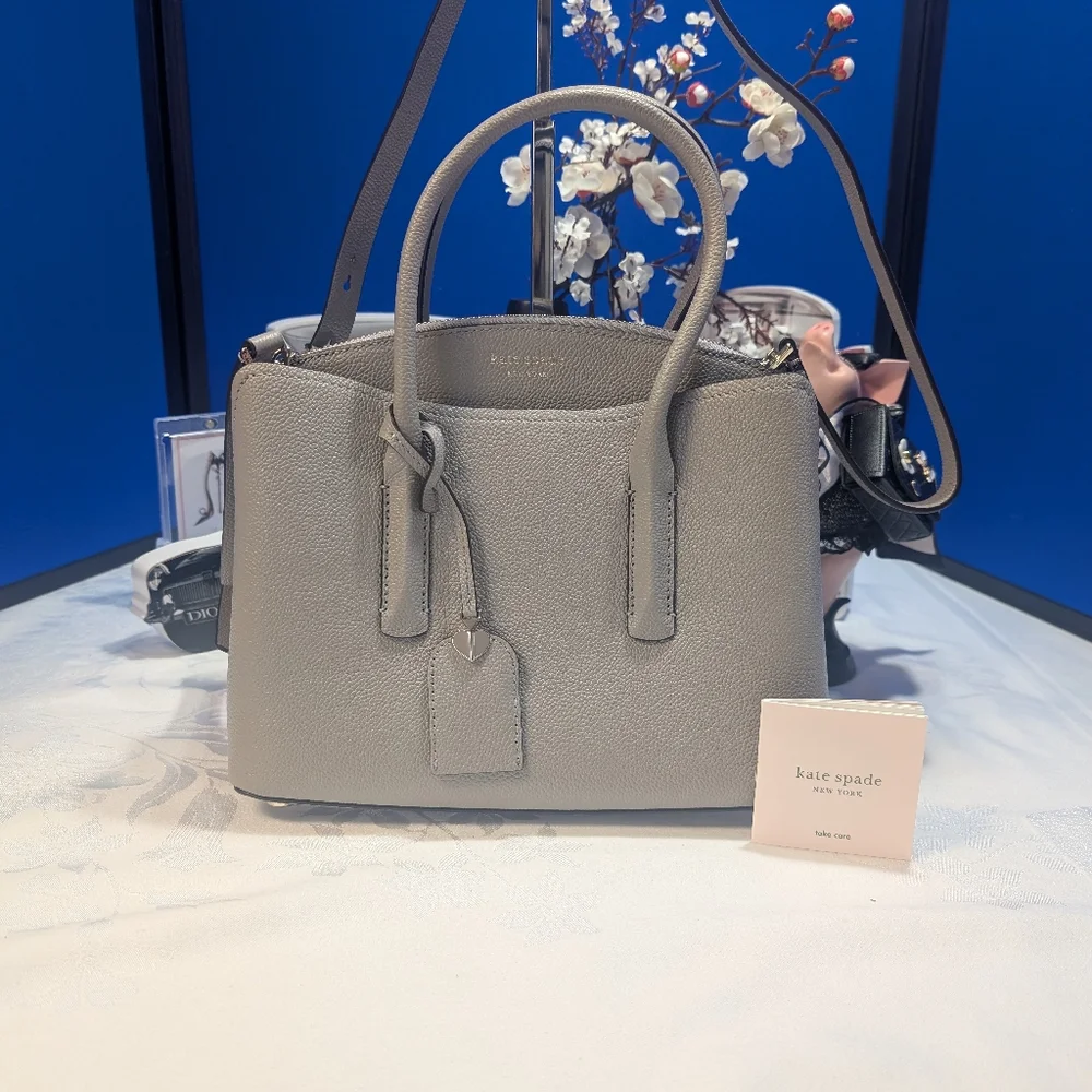 Kate Spade Margaux Medium Satchel/ Crossbody Bag - Gray 🔥
